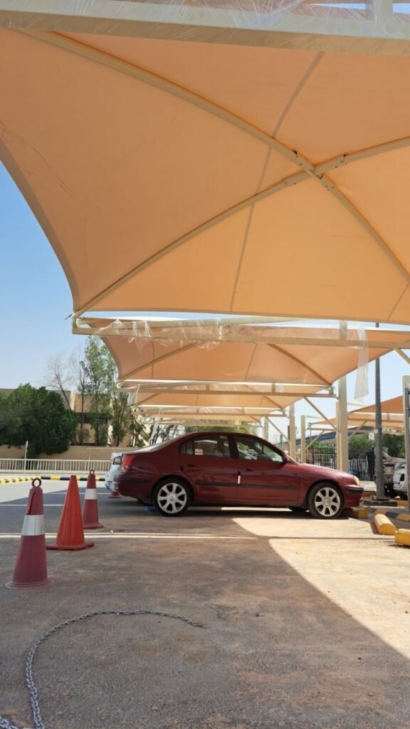 تركيب مظلات سيارات قماش كوري وزن 1100 غرام في مكة